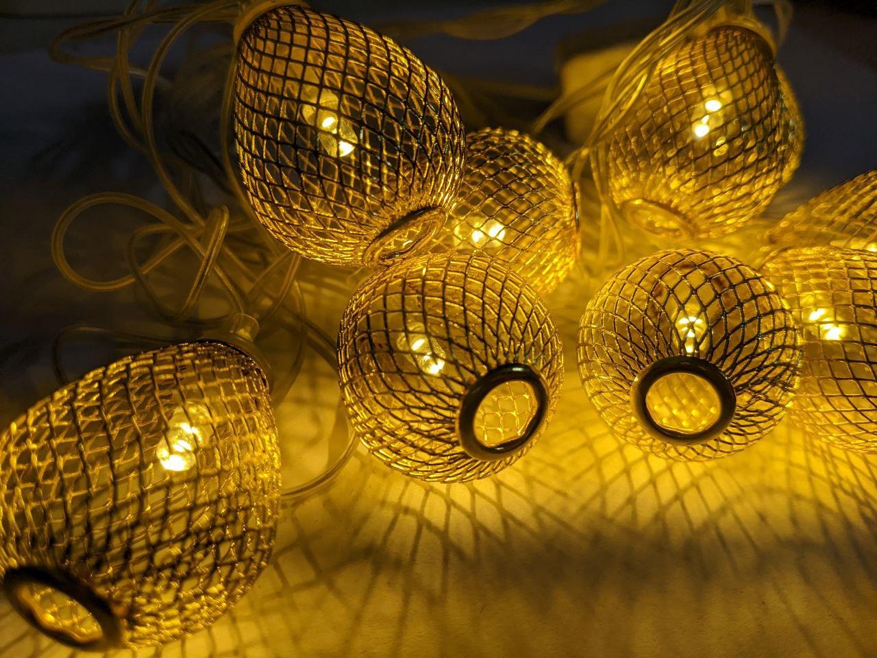 Гірлянда кульки металеві 10 LED 2м теплий білий