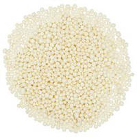 Посипка кондитерська рисова перламутрова кругла біла d=5мм 80 грам.