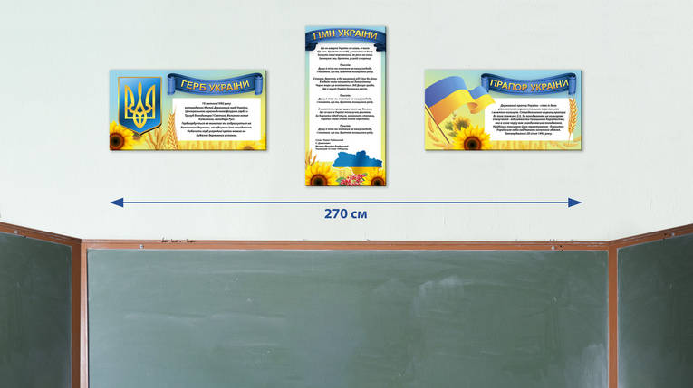 Набір інформаційних стендів "Державні символи України", загальним розміром 69 х 270 см, ПВХ 3 мм, фото 3