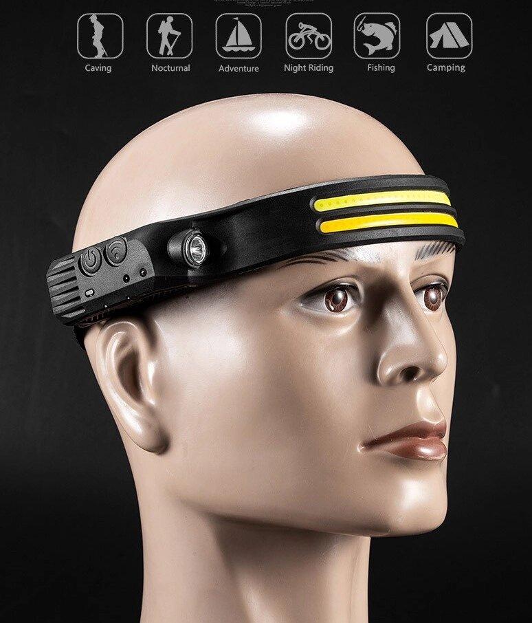 Ліхтарик налобний гнучкий акумуляторний з ик-датчиком руху W689-2, фото 1