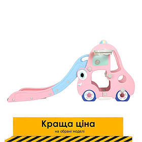 Гірка машинка з баскетбольним кільцем Bambi L-CC01-8 | Гірка машинка Рожева