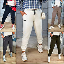 Спортивні жіночі штани з м'якої трьохнитки батальні розміри