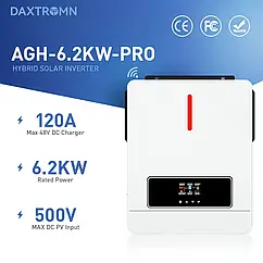 Сонячний інвертор 6,2 кВт Daxtromn AGH-6.2KW 48V, струм заряду 100А, MPPT для дому, для квартири, для LiFePO4