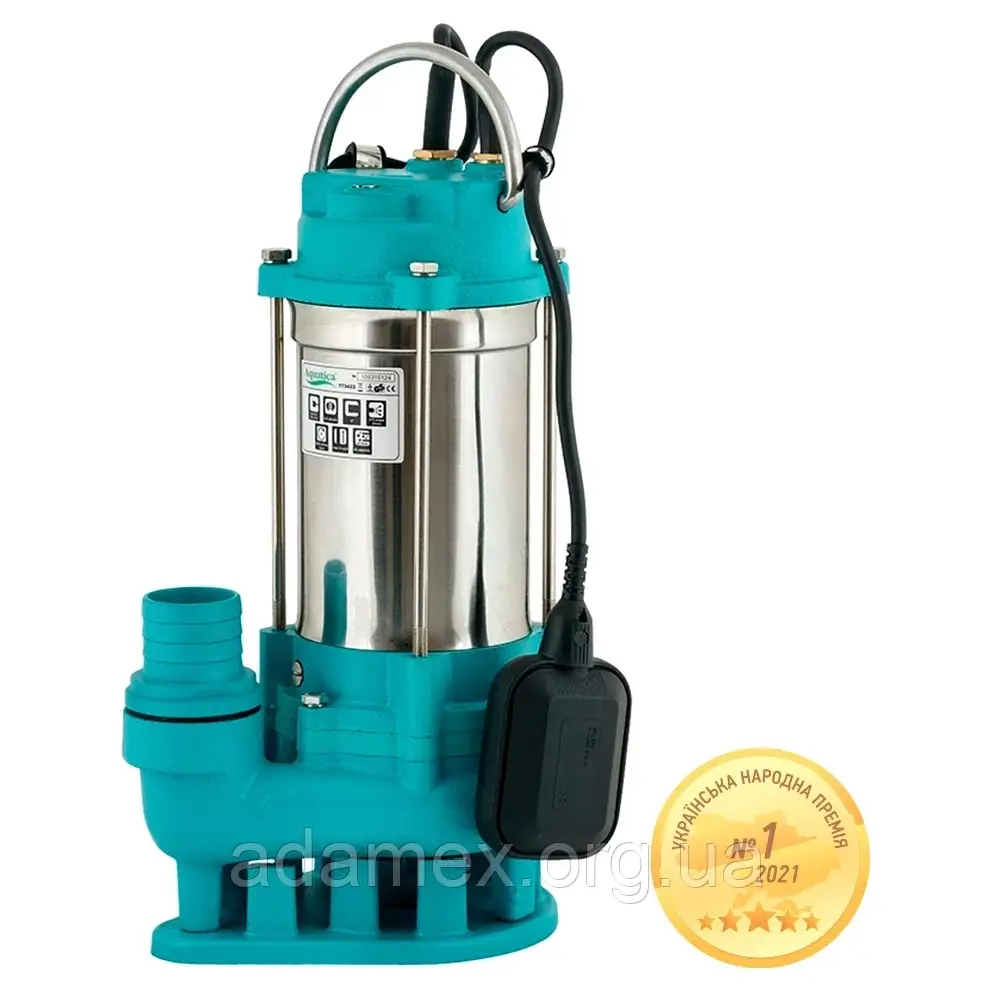 Насос каналізаційний AQUATICA 1.5кВт Hmax 23м Qmax 375л/хв (нерж)