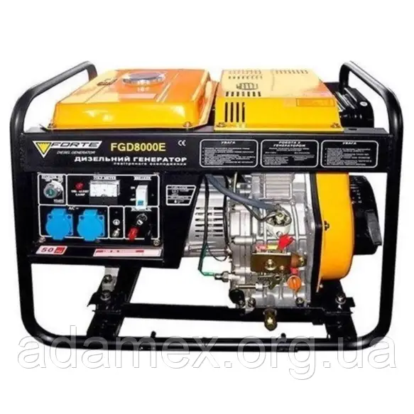 Генератор дизельний FORTE FG8000E 6.0кВт, бак15л, 340гр/кВт*г електро/старт