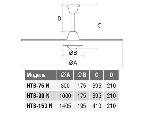 Потолочный вентилятор HTB-90 N *230V 50* солер палау - фото 2 - id-p435612230