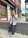 Стильна жіноча батальна фланелева сорочка оверсайз у карту на ґудзиках Розміри 42-58, фото 6