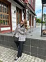 Стильна жіноча батальна фланелева сорочка оверсайз у карту на ґудзиках Розміри 42-58, фото 7
