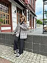Стильна жіноча батальна фланелева сорочка оверсайз у карту на ґудзиках Розміри 42-58, фото 8