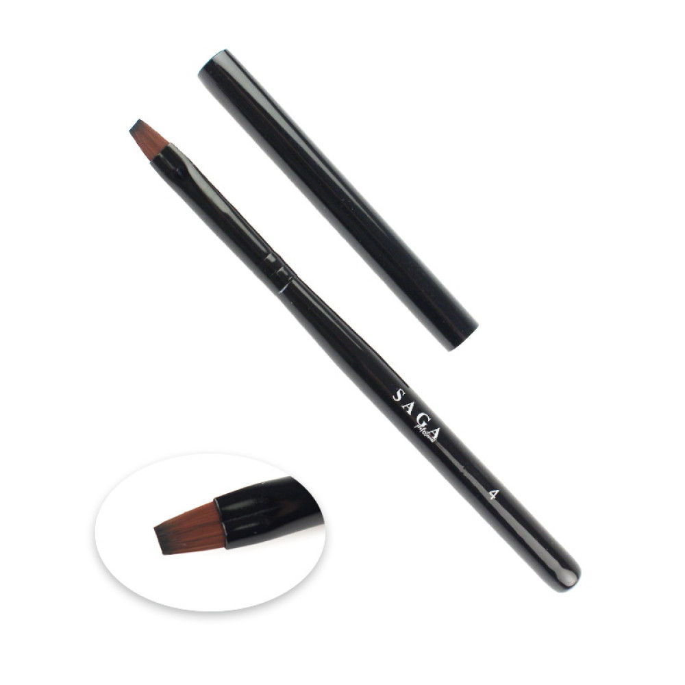 Пензлик для гелю Saga Professional 04 квадрат, штучне волокно, фото 1