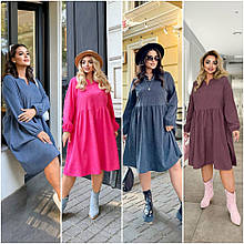 Повсякденна сукня з вельвету батал