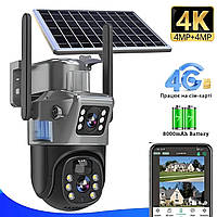 Dual Lens автономная 4G IP камера наблюдения на солнечной панели Full HD