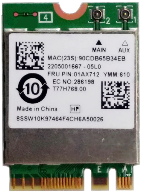 Wi-fi+BT модуль M.2 Для Lenovo! Realtek RTL8822BE (01AX712) 802.11 b,g,n,ac 867Mbps 2,4GHz/5GHz!