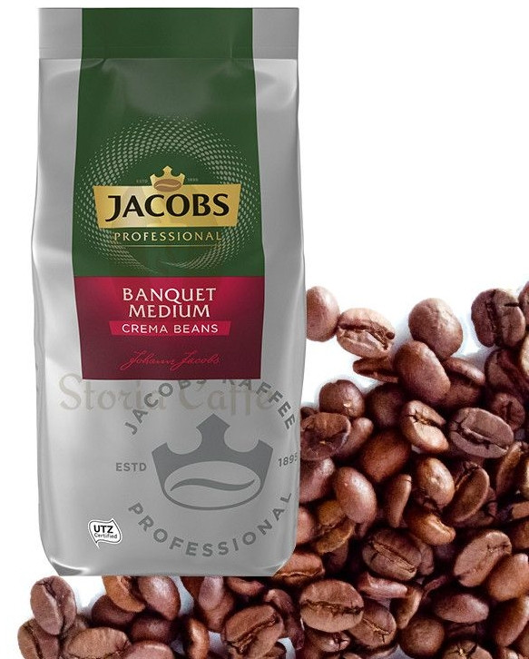 ОРИГІНАЛ! Кава в зернах Jacobs Banquet Medium Crema Beans 1кг, Німеччина, фото 1