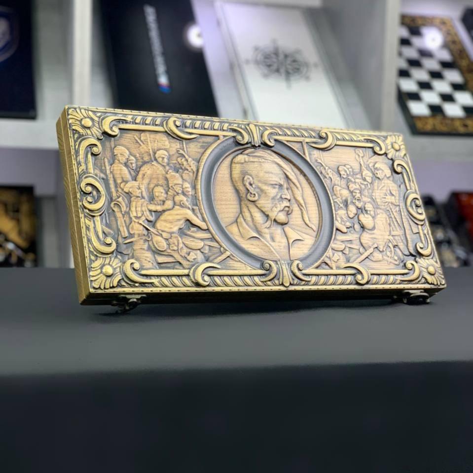 Нарди деревя'ні ручної роботи Козак 48×23 см подарункові, фото 1