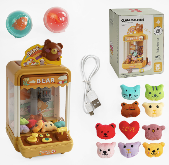 Дитячий ігровий автомат з краном та іграшками Glaw Machine "Ведмідь" G 232 A, коричневий