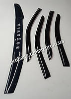 Дефлекторы окон + дефлектор капота (ветровики+мухобойка) Шкода Октавия тур универсал 1997-2010 акриловые