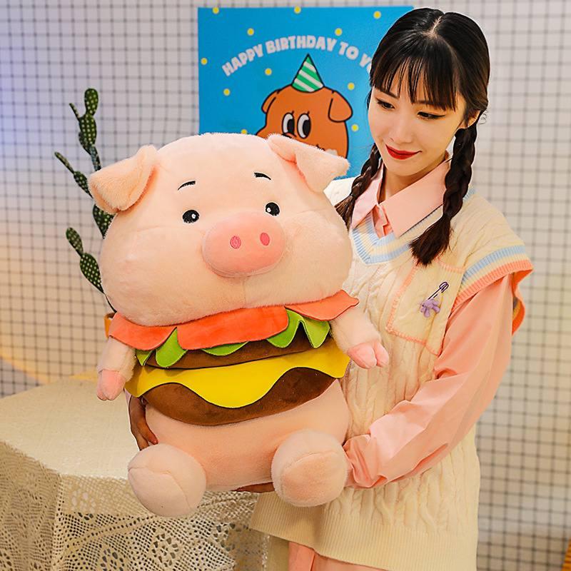 Дитяча плюшева іграшка "Свинка бургер" 50 см