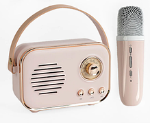 Портативна Bluetooth колонка з караоке мікрофоном C 66387, рожева