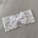 Плаття для хрещення "Ажурні квіти" з пов'язкою інтерлок зріст 74 см (6 – 9 місяців) Betis Білий, фото 4