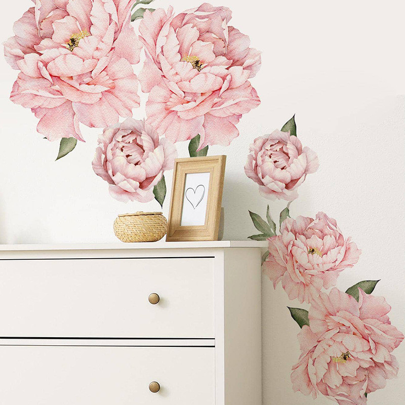 Наклейка на стіну 3D вінілова інтер'єрна Півонії рожева 8865, фото 1