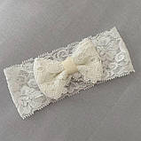 Плаття для хрещення "Ажурні квіти" з пов'язкою інтерлок зріст 56 см (0 – 1 місяць) Betis Молочний, фото 3