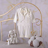 Костюм для хрещення "Міні Бос" довгий рукав інтерлок зріст 68 см (3 – 6 місяців) Betis Молочний, фото 2