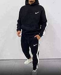 Чоловічий костюм на флісі теплий «Білий лампас» #436 (тринитка)