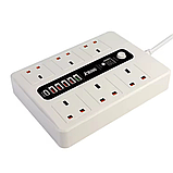 Мережевий фільтр BKL-11 з функцією таймера на 6 розеток 1 TYPE-C+ 5 USB 10 А 250 V, білий, фото 3