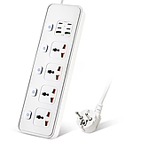 Мережевий фільтр BKL-24 13А 100-250V + 4 Type-C + 2 USB A на 4 розетки, білий, фото 4