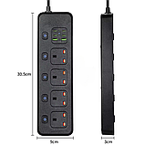 Мережевий фільтр BKL-24 13А, 100-250V + 1 PD30W + 4 TYPE-C + 2 USB A на 4 розетки, чорний, фото 4