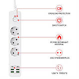 Мережевий фільтр BKL-03 4 USB + 2 Type-C, 100-250V, 10 А, 3 розетки, білий, фото 4