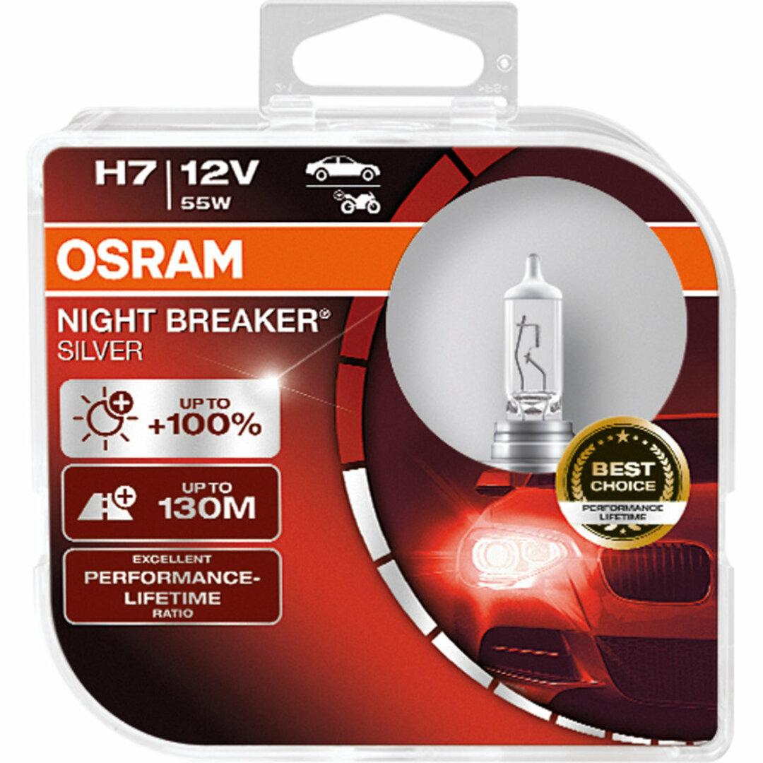 Комплект галогенових ламп Osram 64210NBS Night Breaker Silver +100 H7 55 W 12 V PX26d 10X2 HardDuopet