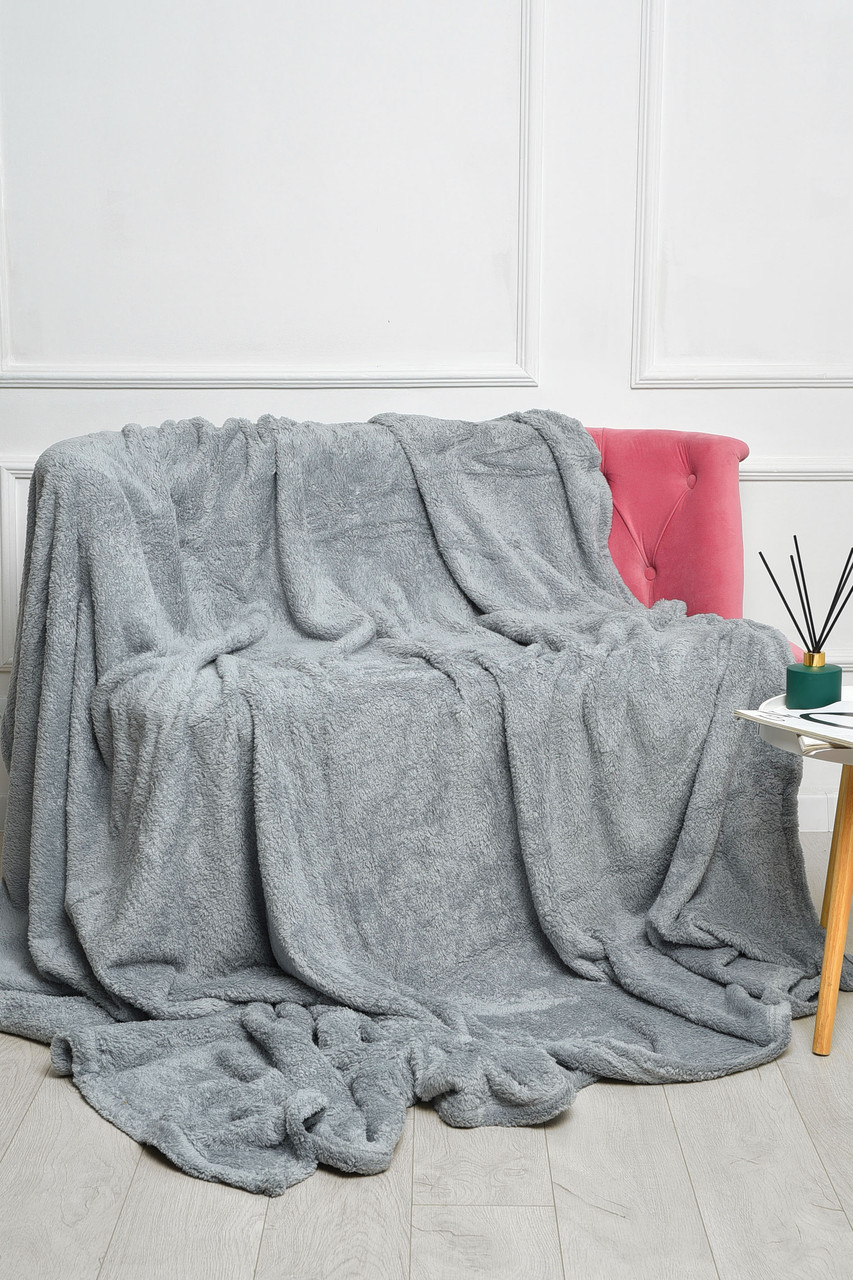 Плед однотонний темно-сірого кольору розмір 220*240 186591S, фото 1