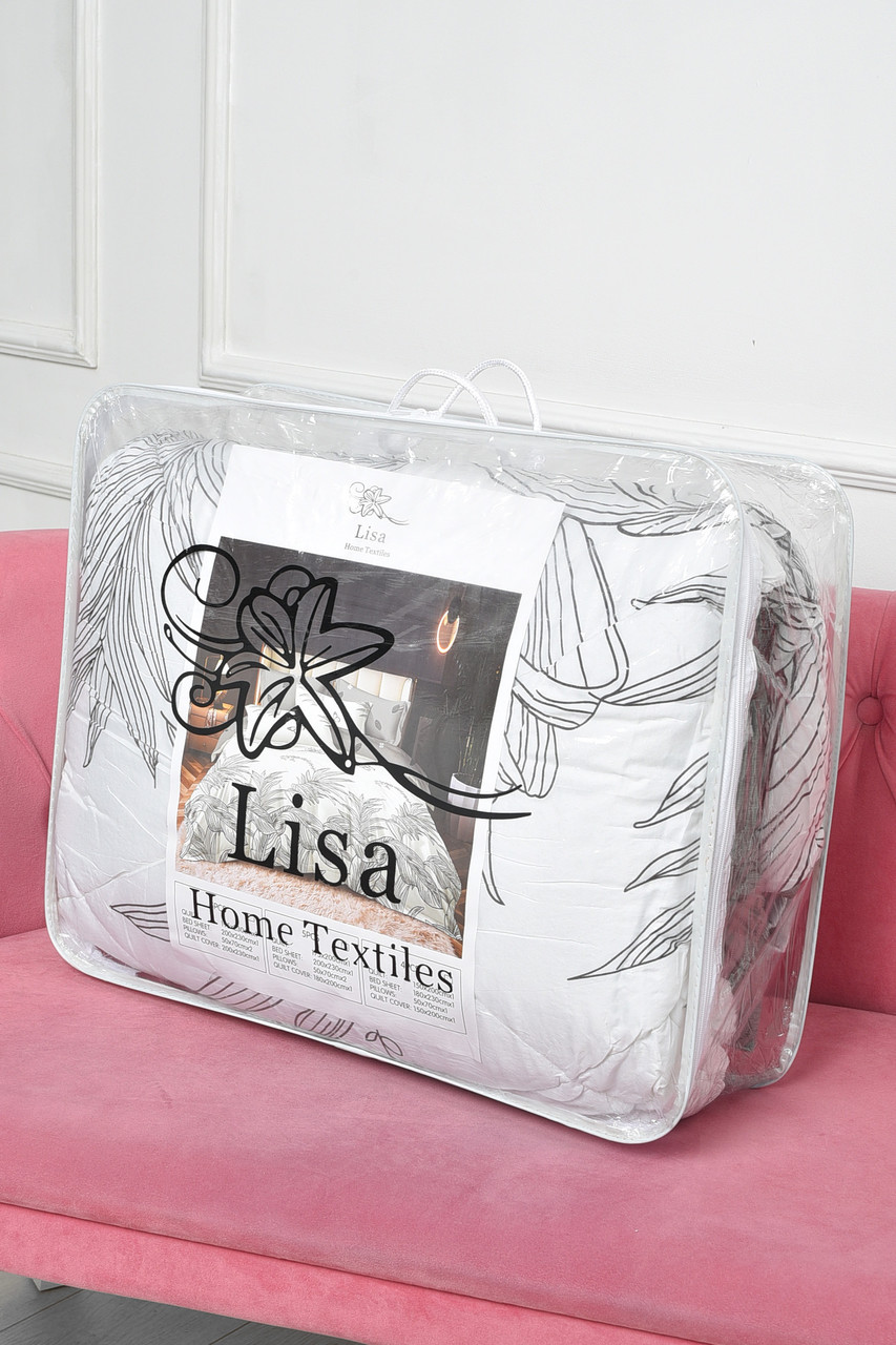 Комплект постільної білизни з ковдрою сірого кольору полуторний 186517T Безкоштовна доставка, фото 1