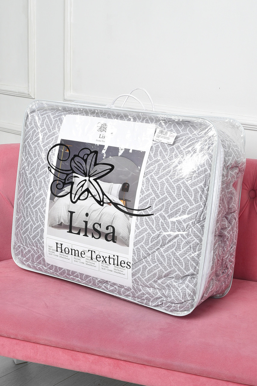 Комплект постільної білизни з ковдрою сірого кольору півторка 186519P, фото 1