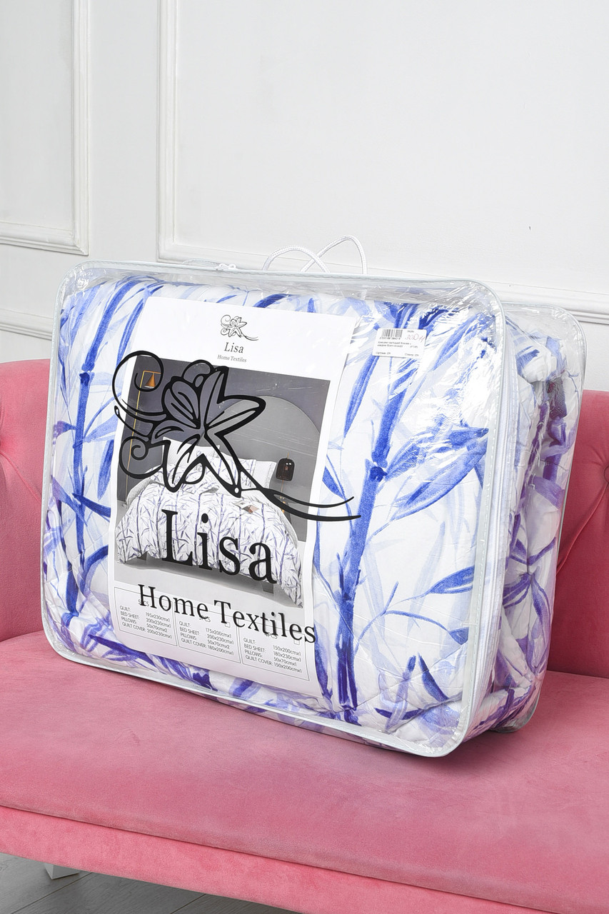 Комплект постільної білизни з ковдрою блакитного кольору півторка 186526P, фото 1