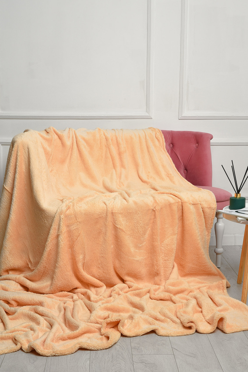 Плед однотонний світло-бежевого кольору розмір 220*240 186583P, фото 1