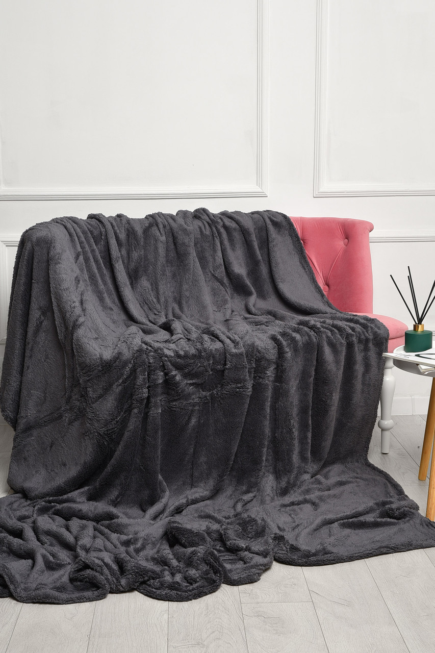 Плед однотонний графітового кольору розмір 220*240 186587P, фото 1