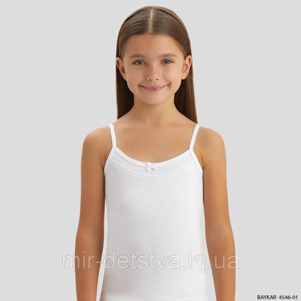 Майка біла з мереживом для дівчинки ТМ Baykar, Туреччина оптом р.5 (146-152 см)