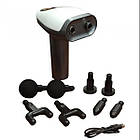 Масажний пістолет для м'язів подвійний з дисплеєм, USB-зарядка mp 921 Білий, фото 5