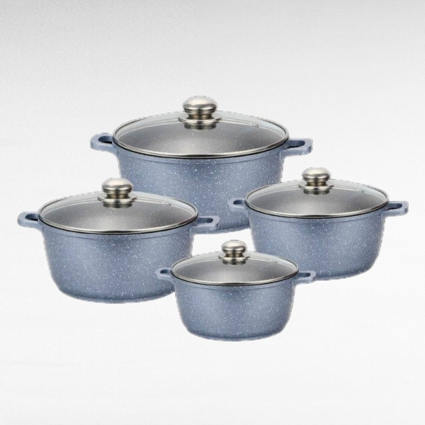 Набір каструль із мармуровим покриттям 8 предметів Benson BN-379 Срібло, фото 1