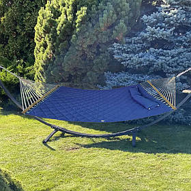 Двомісний гамак SOFT синій XXL 200x150 з планками WCG. Гамак для двох. Сімейний гамак