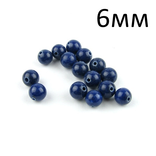 Намистини Нефрит 6мм Темно-сині 1шт NKN002-1, фото 1
