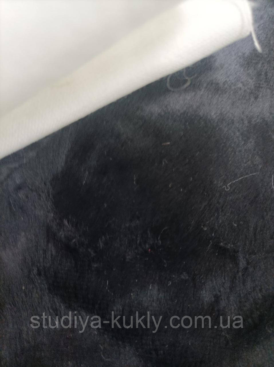 Тедді хутро. Віскоза, антик. Чорний колір, чорна основа. Ворс 6 мм., фото 1