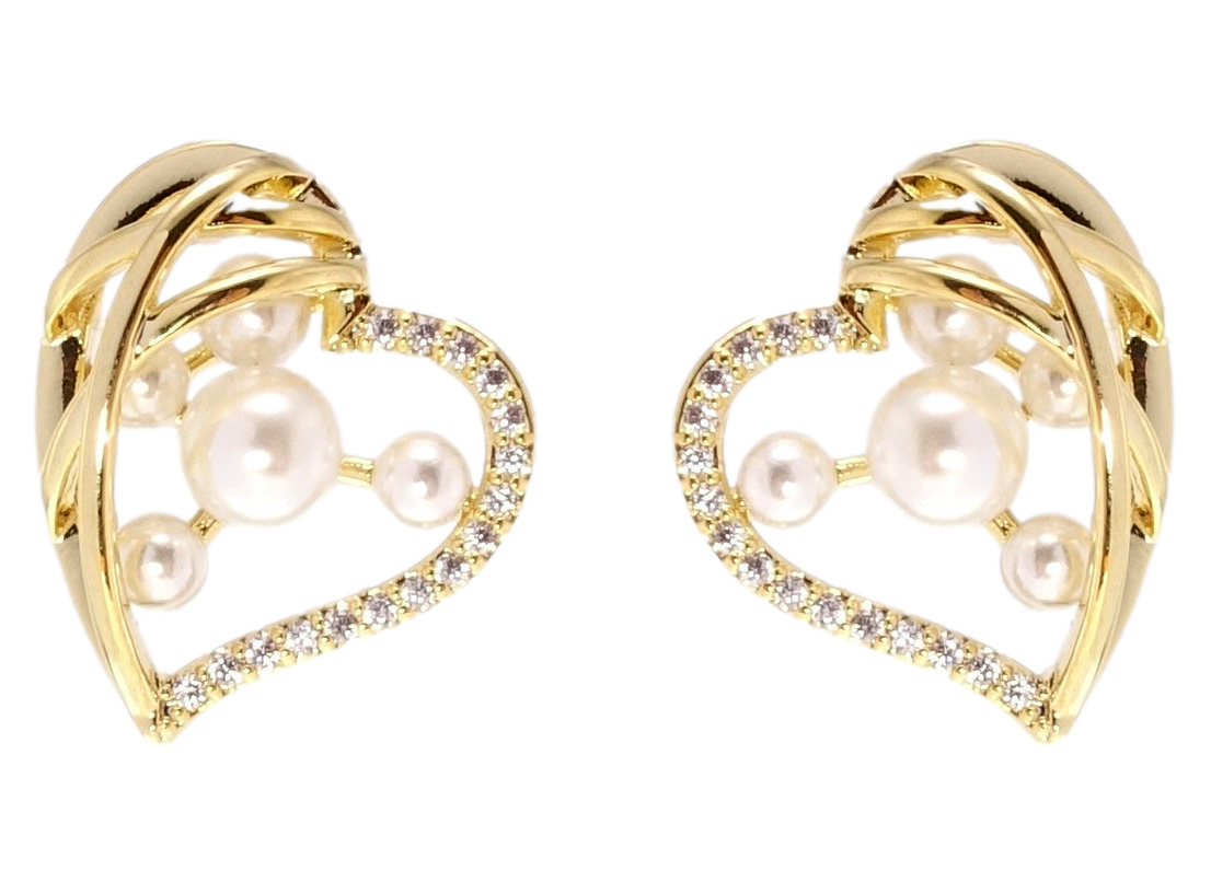 Сережки Xuping QQMM Позолота 14K пусети "Елегантні серця"