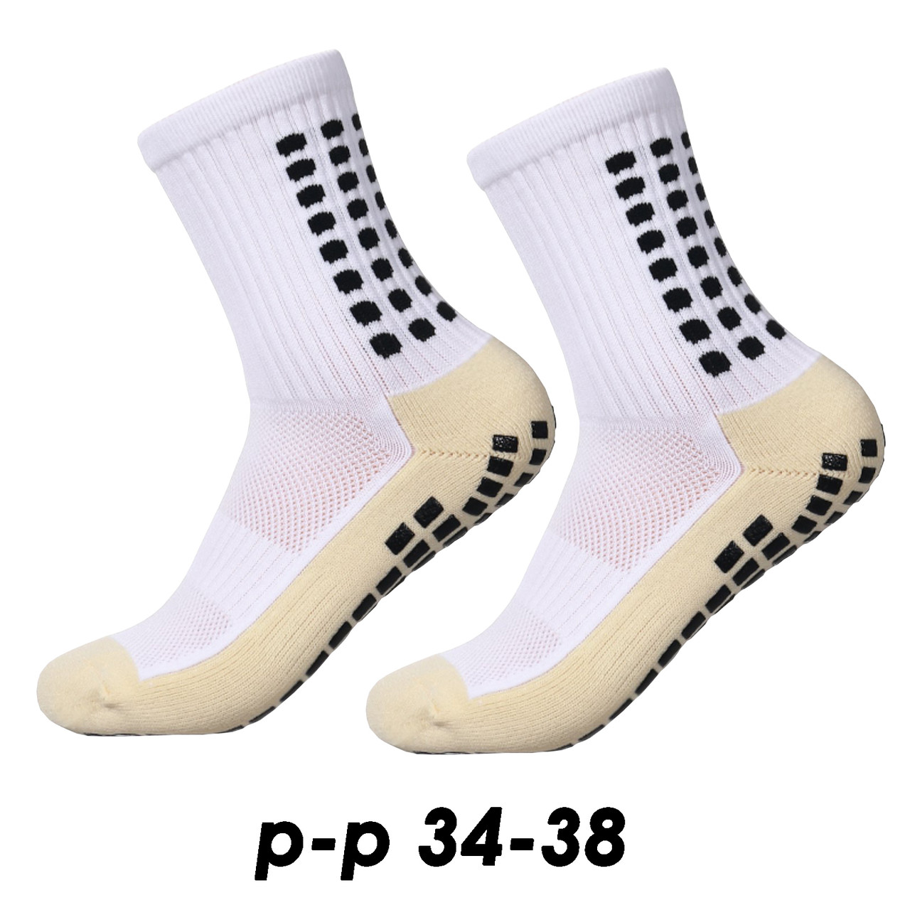 Футбольні тренувальні шкарпетки р-р 34-38 дитячі та підліткові Trusox (Трусокс) протиковзкі, білі, фото 1