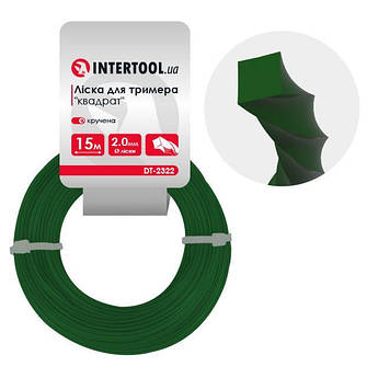 Волосінь для тримера "квадрат" кручена, 2.0 мм * 15 м INTERTOOL DT-2322