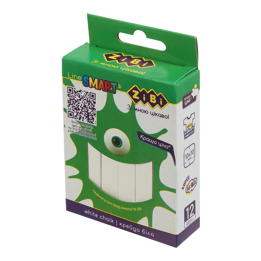 /Крейда білий квадратний 12 шт картонна коробка SMART Line