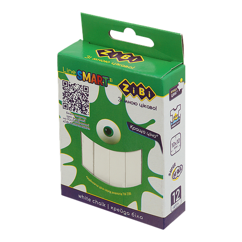 /Крейда білий квадратний 12 шт картонна коробка SMART Line, фото 1